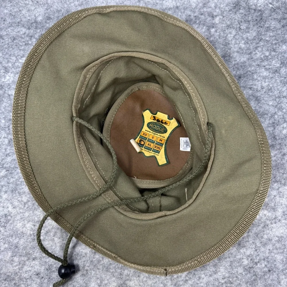 Rogue Leather Canvas Safari Explorer Kalahari Sand Hat Mens L with tag Green